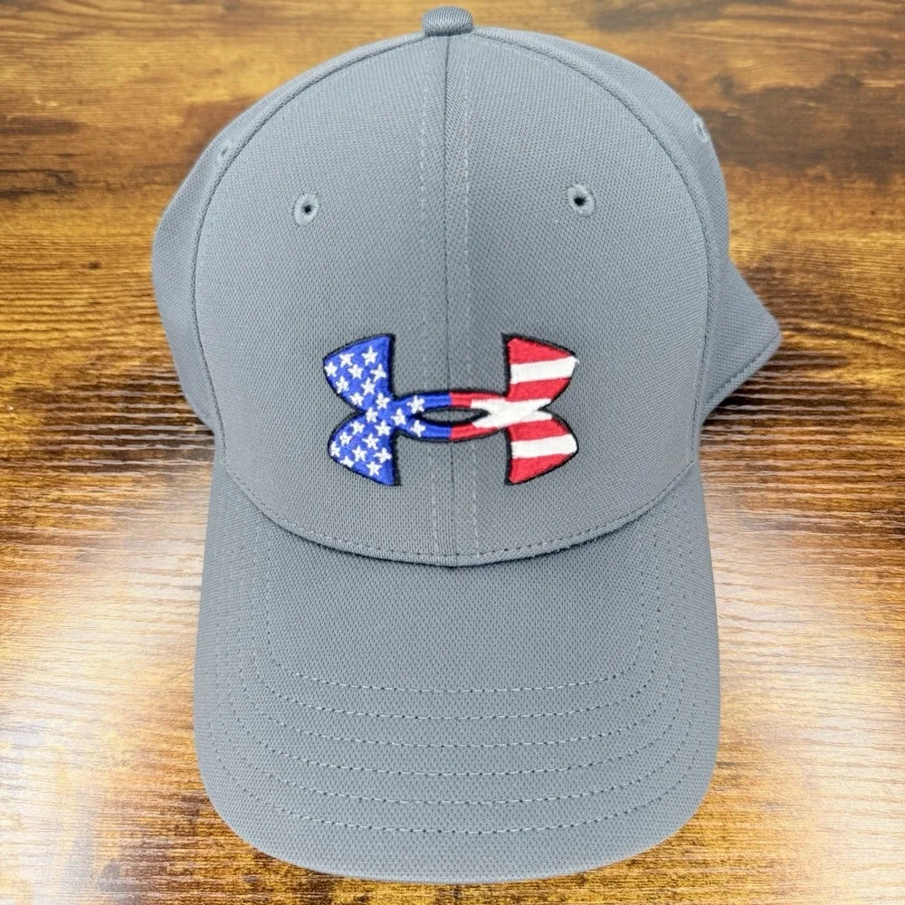 Under Armour Freedom Gray USA Flag Stretch Fit Hat Cap Men's L/XL Golf